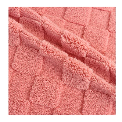 Tejido de sherpa de cordero con estampado de jacquard a cuadros