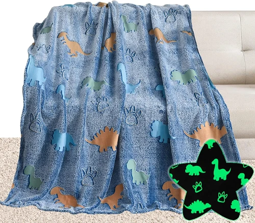 Manta luminosa de franela de dinosaurio