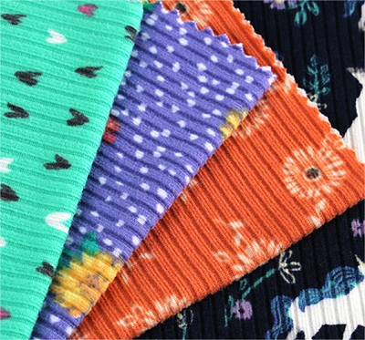 Tejido de punto acanalado estampado
