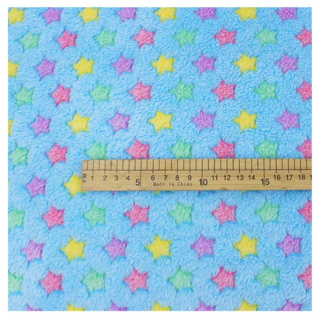 Star Printed Coral Velvet Fabric in stock
