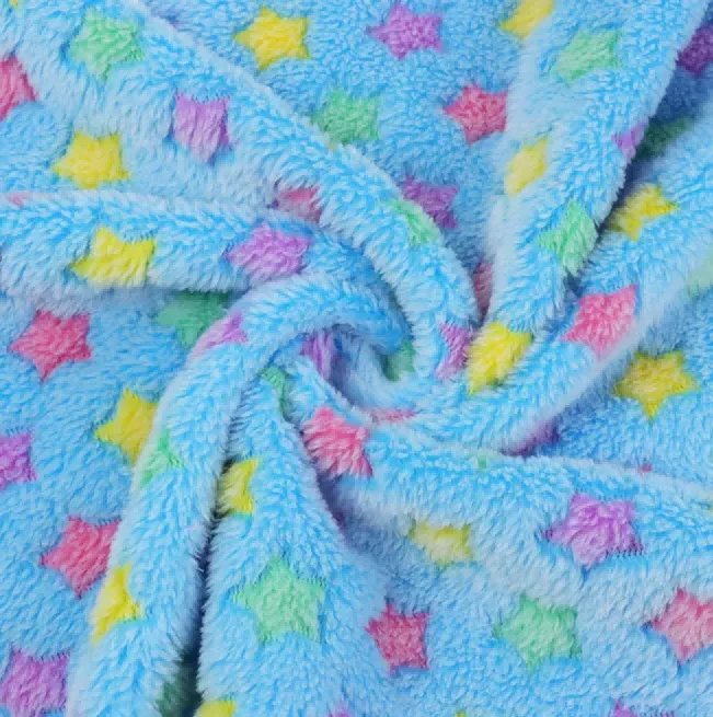 Tela Terciopelo Coral Estampado Estrellas