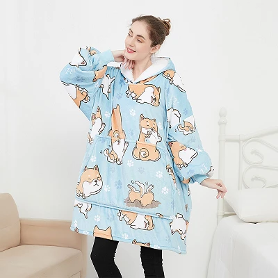Manta de sudadera con capucha de franela doble