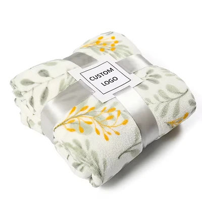 Manta de coral con estampado de doble cara