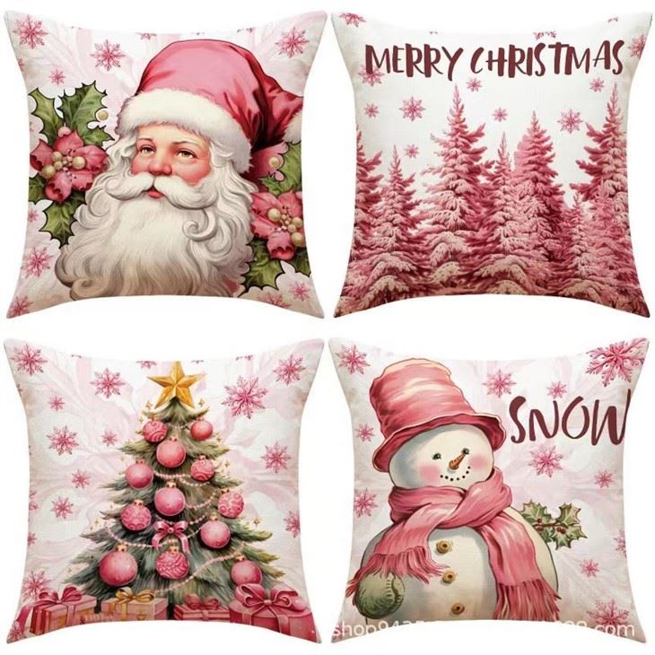 Funda de almohada de terciopelo navideño con bordado