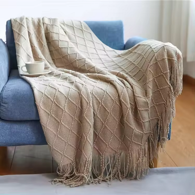 Throw Blanket Chunky With Tassels